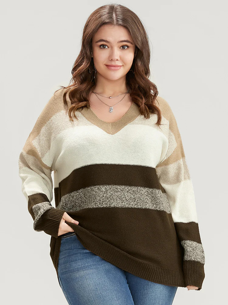 Colorblock Contrast Soft Sexy Yarn Knit Fluffy Knit Top | Bloomchic
