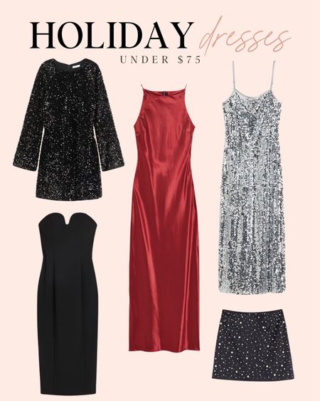 Holiday dresses under $75.  Gorgeous shimmer dresses and pearl detail skirt perfect for a holiday party. 

#LTKSeasonal #LTKHoliday #LTKstyletip