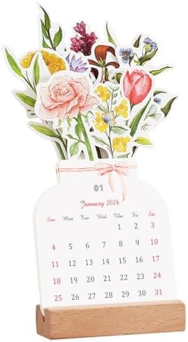 2026 Creative Flower Desk Calendar, Vase Shaped New Year Monthly Calendar Planner 3.9" x 9.4" | Amazon (US)