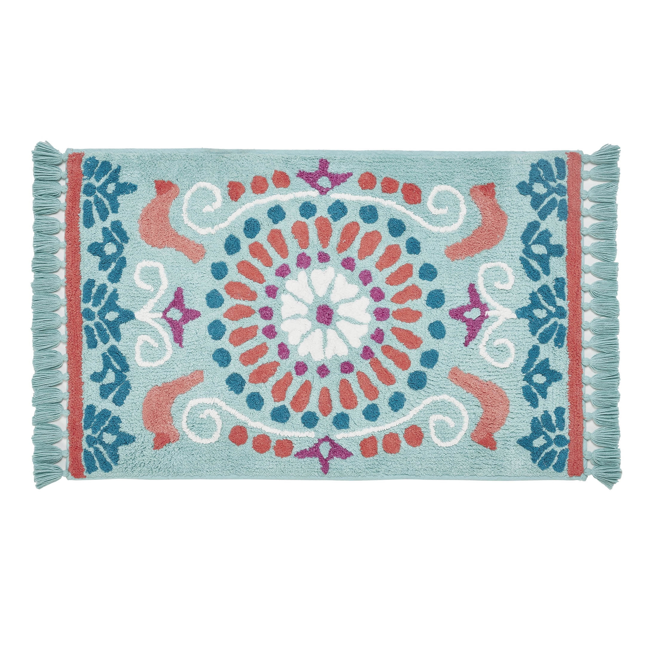 The Pioneer Woman Mazie Medallion Tassel Classic Mint Cotton Bath Rug, 20" x 32" | Walmart (US)