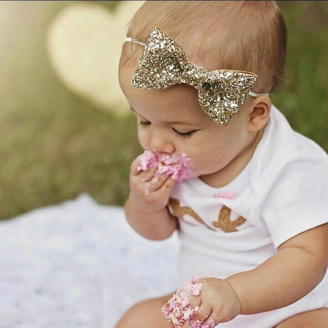 Glittery Gold Bow Headband Gold Bow Glitter Bow Baby Bow Baby Headband Hair Clip Bow - Etsy | Etsy (US)