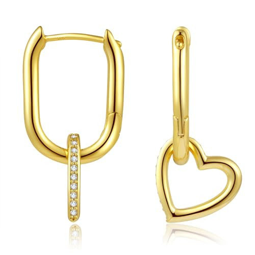 ToHeart 14k Gold Huggie Earrings Gold Heart Earrings Handpicked Chunky Gold Hoop Earrings Christmas Gifts | Amazon (US)