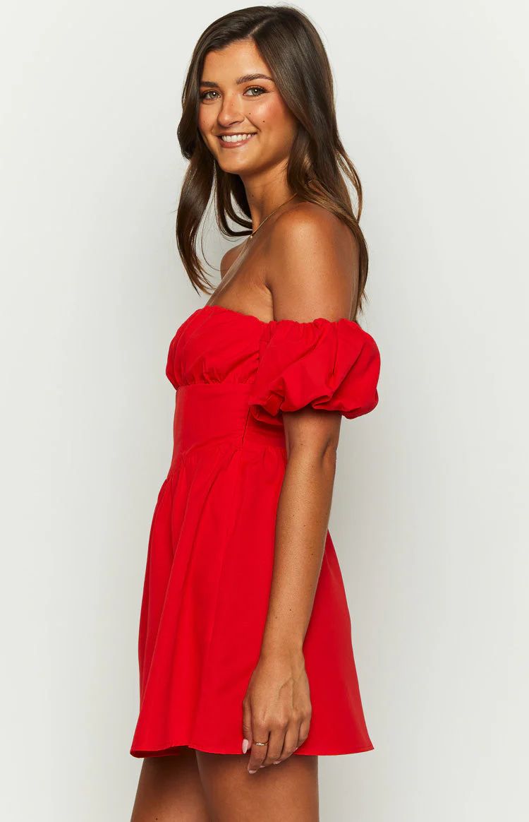 Love Lost Off The Shoulder Red Mini Dress | Beginning Boutique (US)