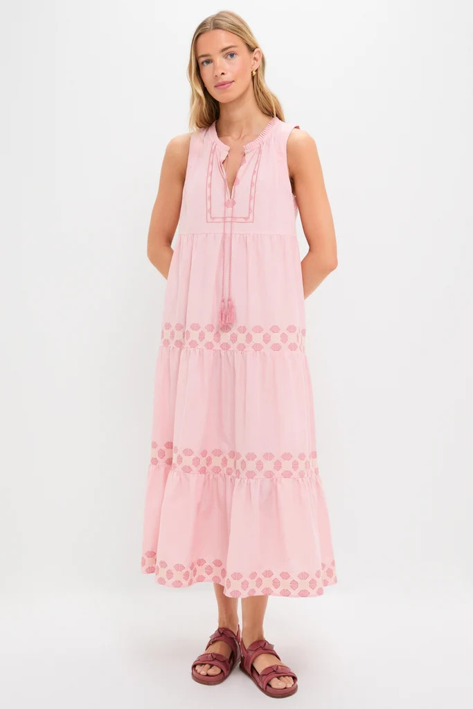 Conch Pink Geometric Embroidered Salty Paloma Caftan | Tuckernuck (US)