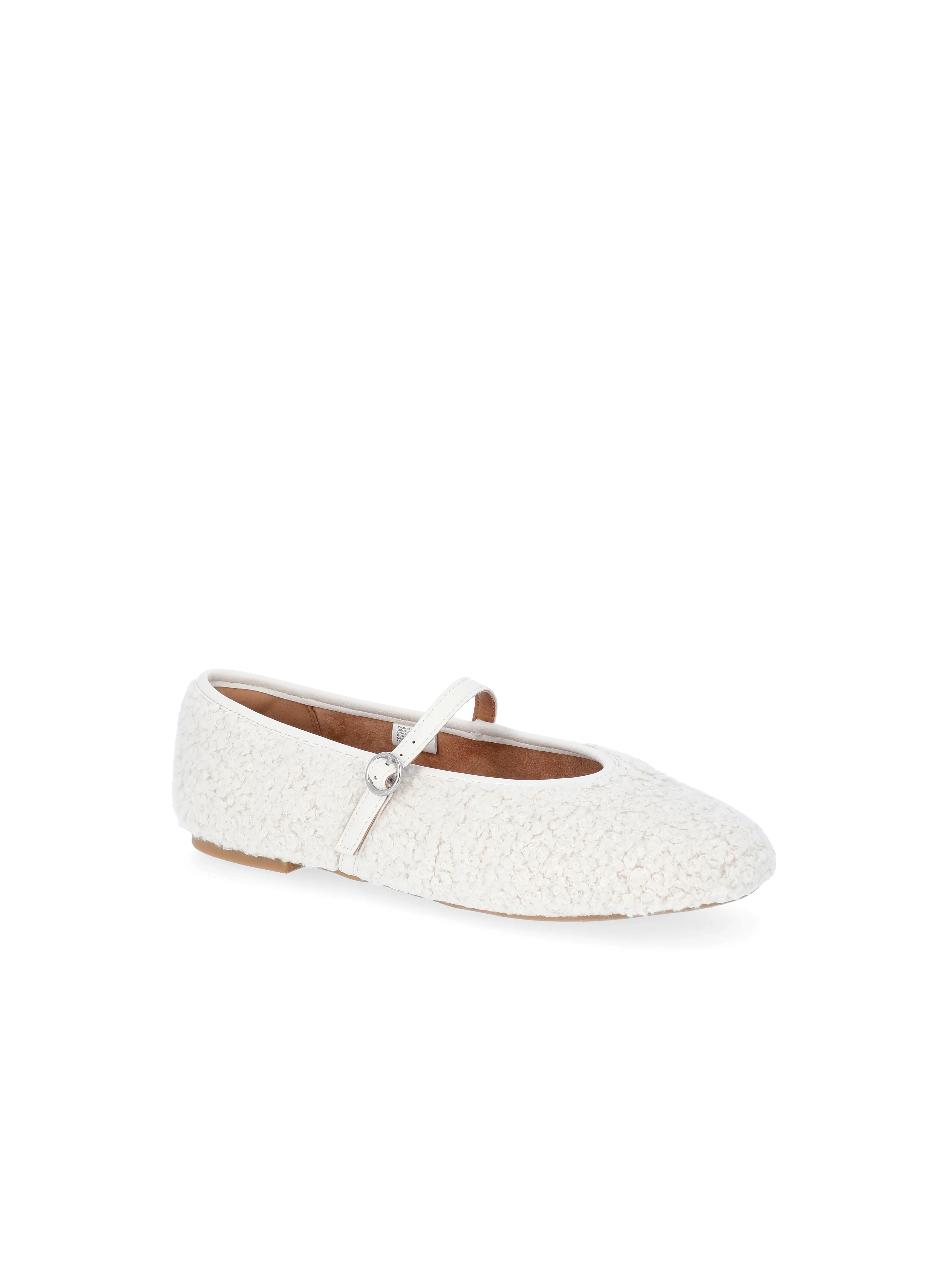 No Boundaries Women's Faux Shearling Mary Jane Flats | Walmart (US)