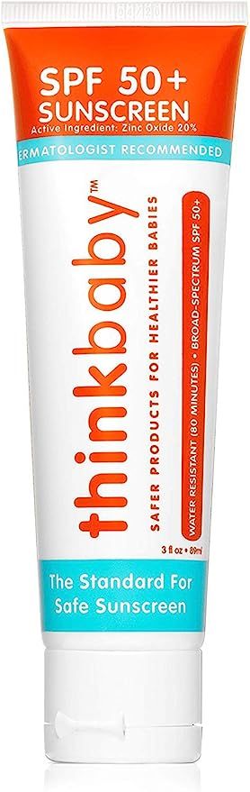 Baby Sunscreen Natural Sunblock by Thinkbaby, Safe, Water Resistant Sunscreen - SPF 50+ (3 ounce) | Amazon (US)