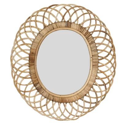 Haverton Oval Woven Bamboo Industrial Accent Mirror | Wayfair North America