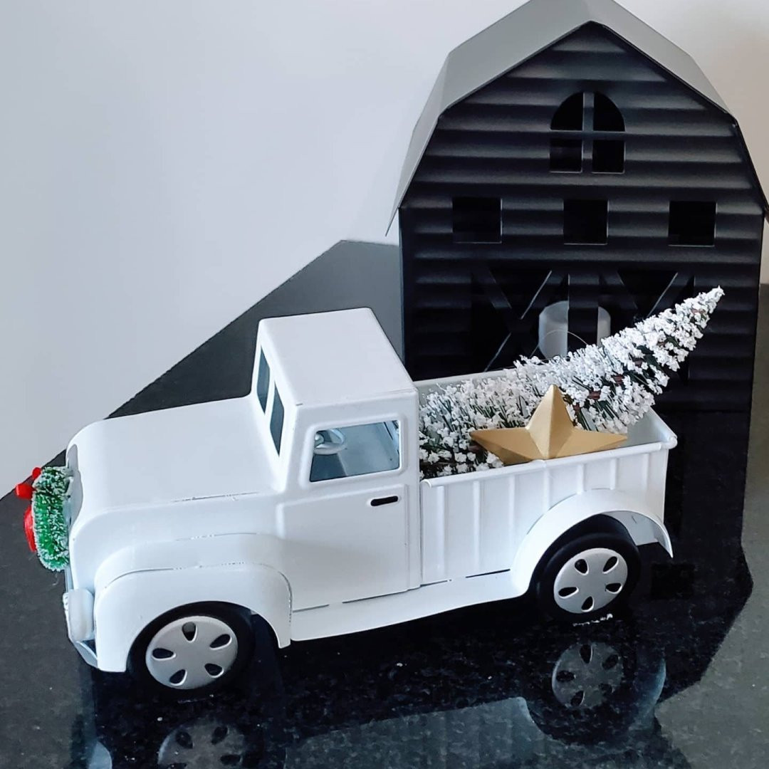 Medium Metal Truck with Christmas Tree Decorative Figurine White - Wondershop™ | Target