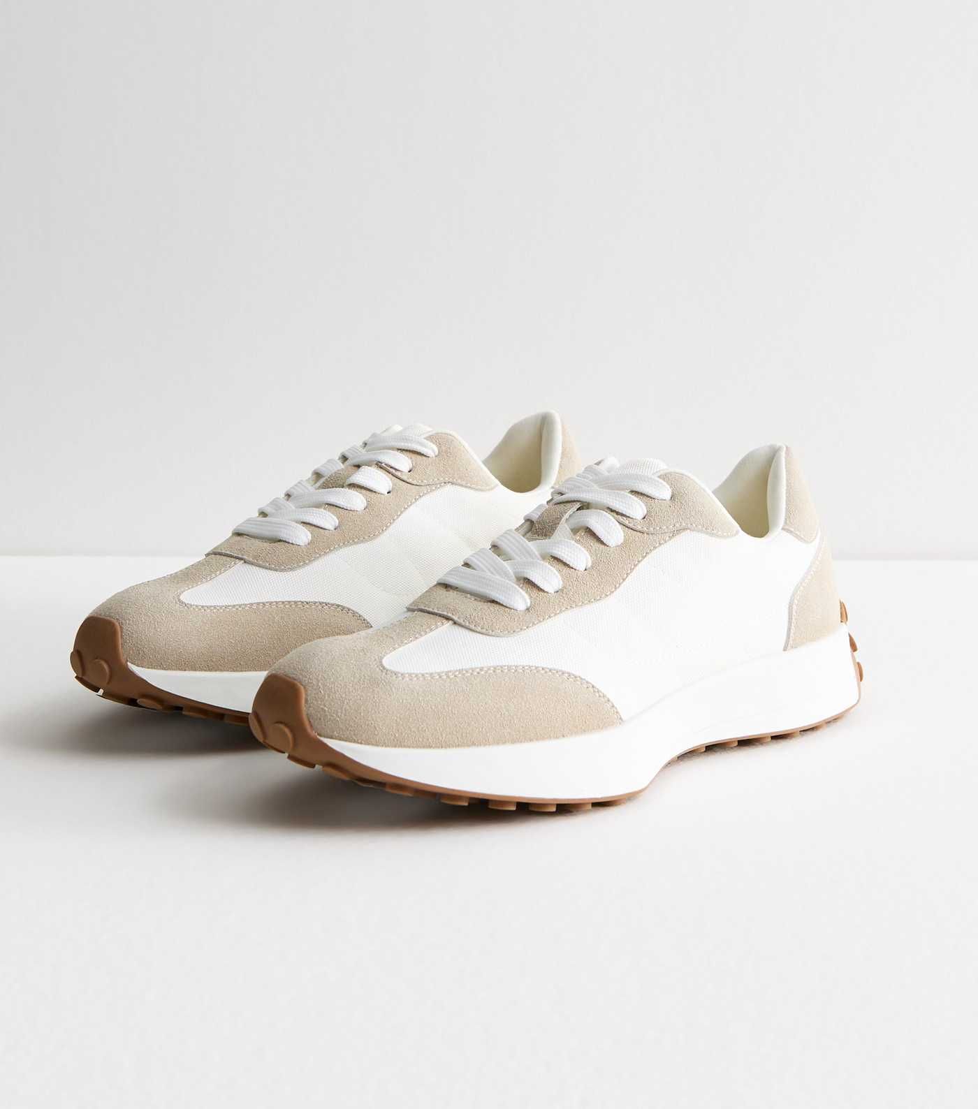 White Suedette Lace Up Chunky Trainers | New Look | New Look (UK)