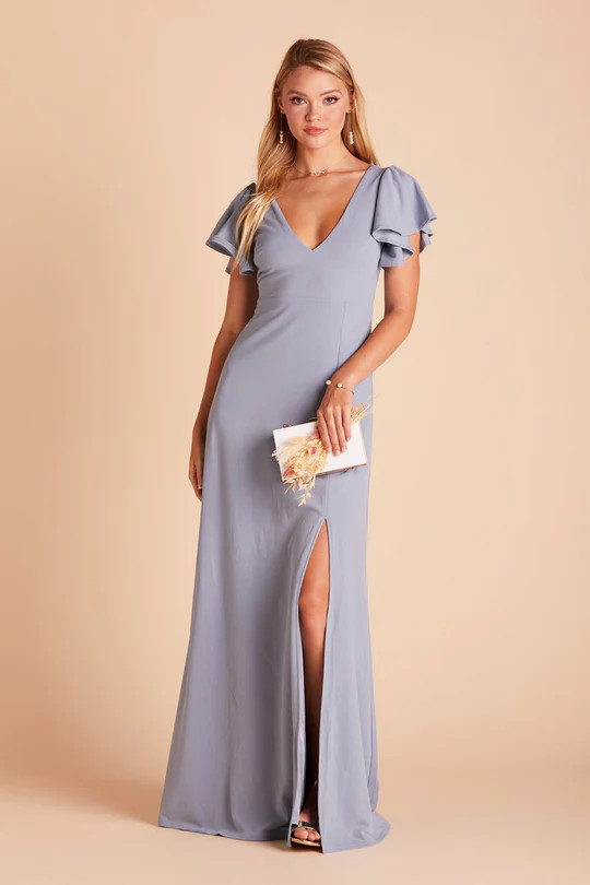 Hannah Crepe Dress - Dusty Blue | Birdy Grey