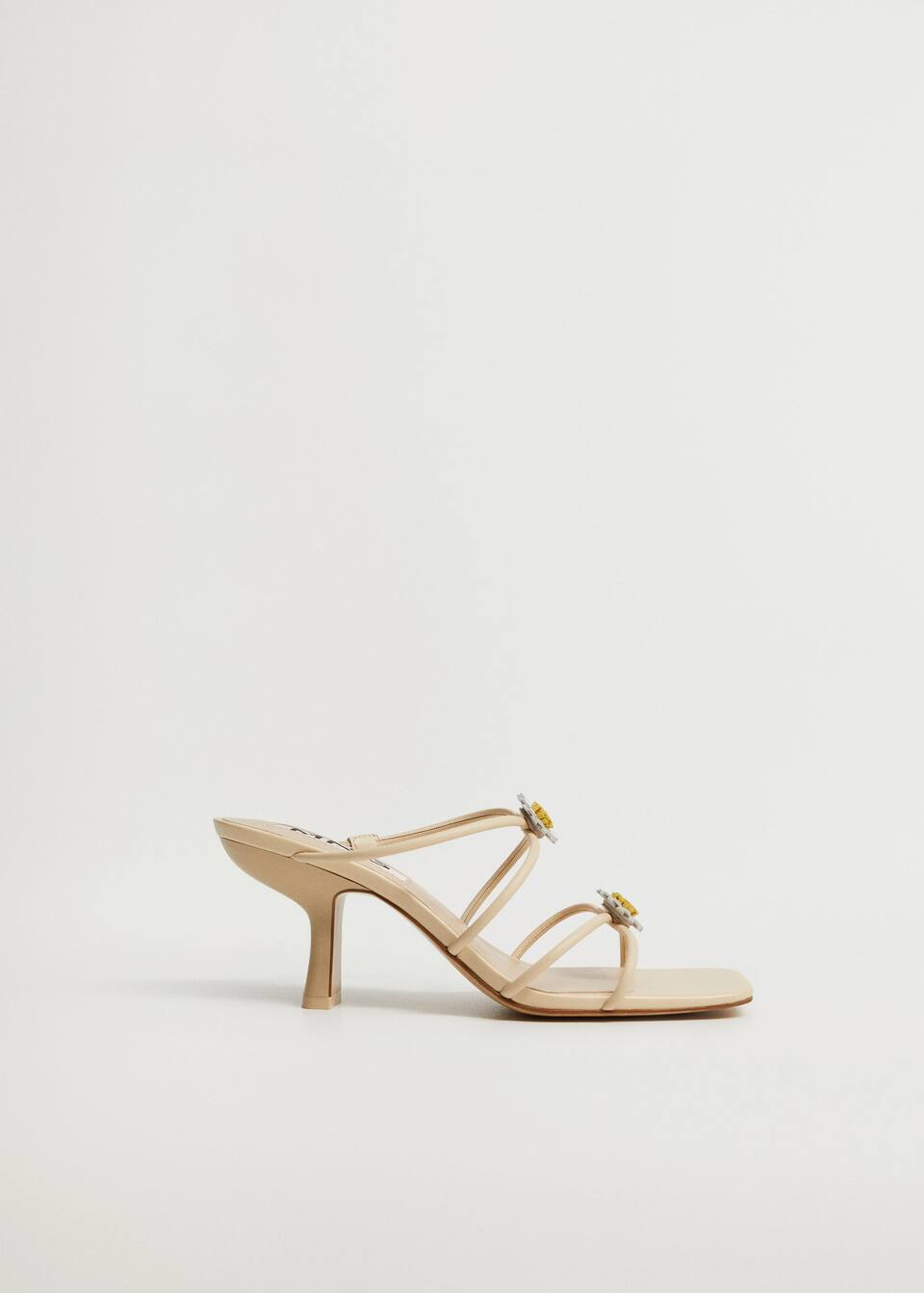 Flowered heel leather sandals | MANGO (US)