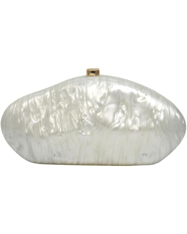 Shell Shape Acrylic Clutch Trendy Metallic Acrylic Evening Bag Shiny Egg Purses and Handbags for ... | Amazon (US)