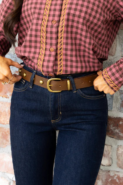 Free People Rhodes Cognac Stud Belt | The Willow Tree