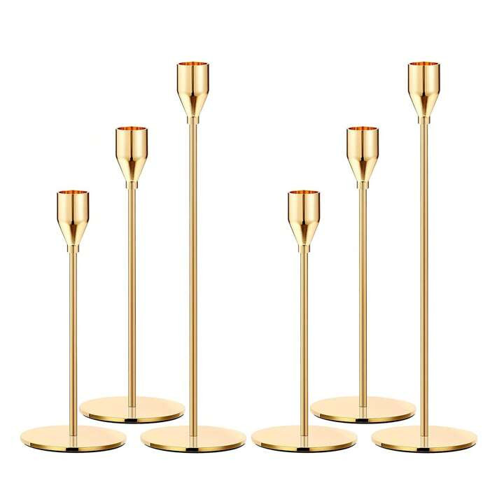 Taper Candle Holders: Set Of 6 Tall Candlestick Holder For Table Centerpiece Metal Candles Stick ... | SHEIN