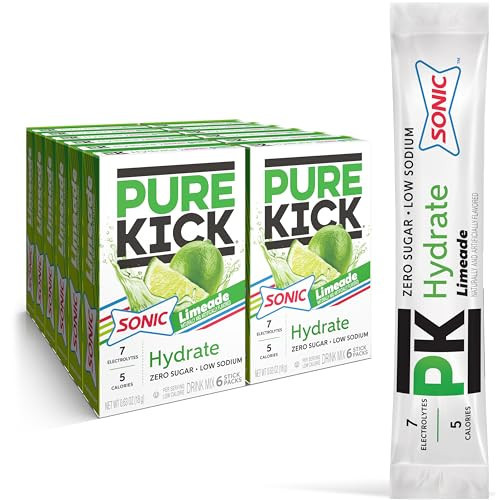 PURE KICK Hydration Singles to Go Drink Mix, Sonic Limeade, Includes 12 Boxes with 6 Packets in Each Box, 72 Total Packets | Amazon (US)