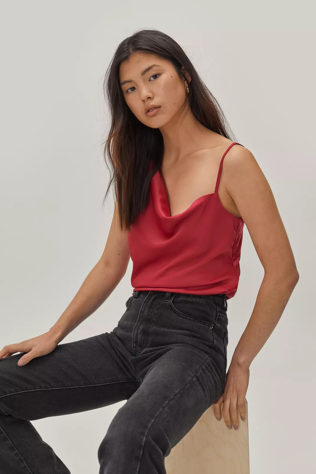 Recycled Satin Asymmetric Cowl Neck Cami | Nasty Gal (US)