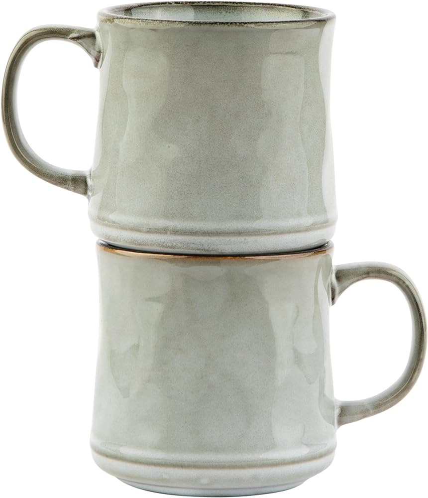 KooK Glazed Coffee Mugs, Ceramic, Microwave & Dishwasher Safe, 15 oz, Java/Slate, Set of 2 (Java/... | Amazon (US)