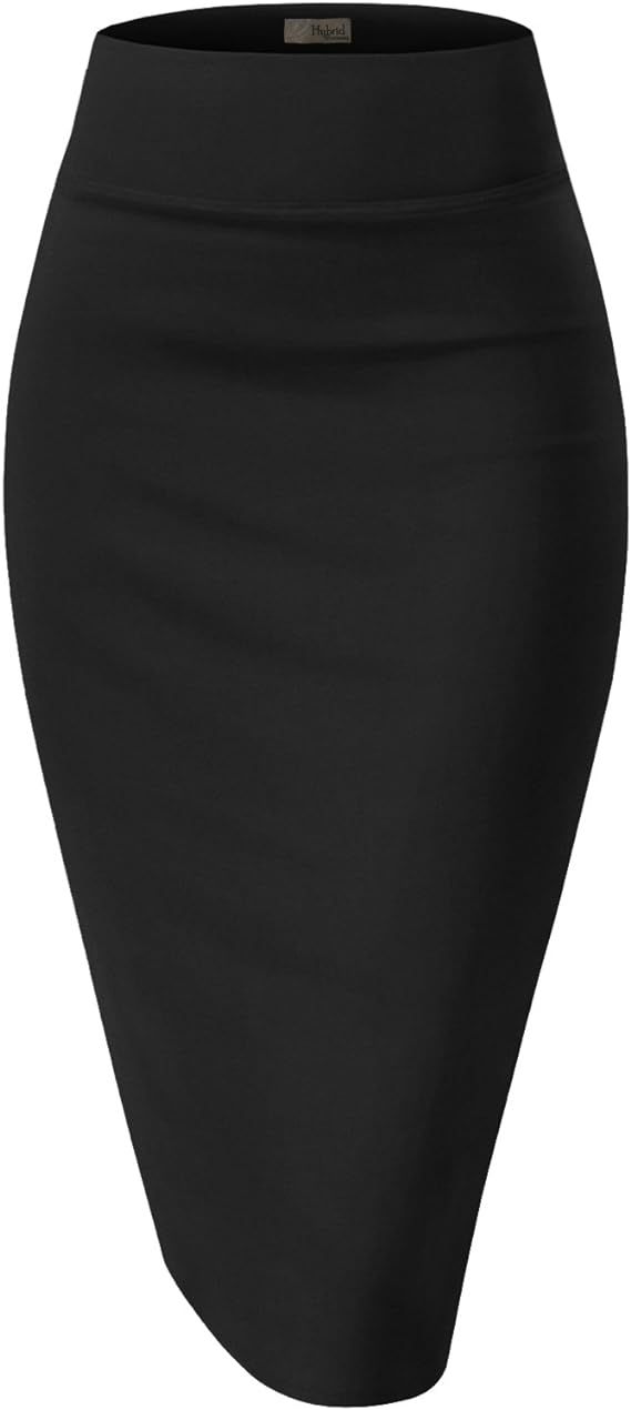 H&C Women Premium Nylon Ponte Stretch Office Pencil Skirt High Waist Made in The USA Below Knee | Amazon (US)