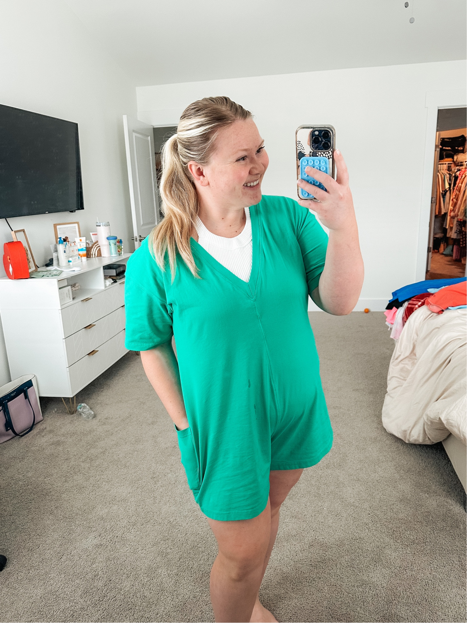 Green romper perfect for summer 💚💚

#LTKMidsize #LTKBump #LTKSeasonal