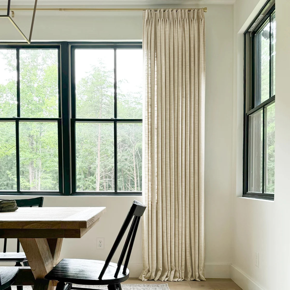 TWOPAGES Lined Curtain Faux Linen Pinch Pleat Curtain | Wayfair North America