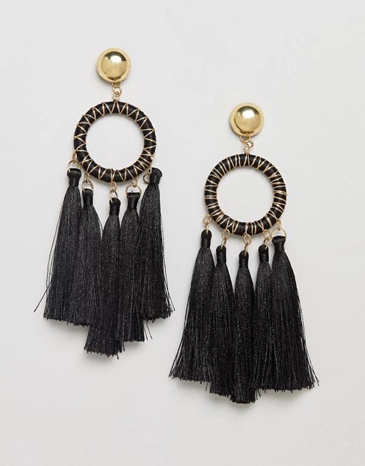 ASOS Statement Woven Open Circle Tassel Earrings | ASOS US