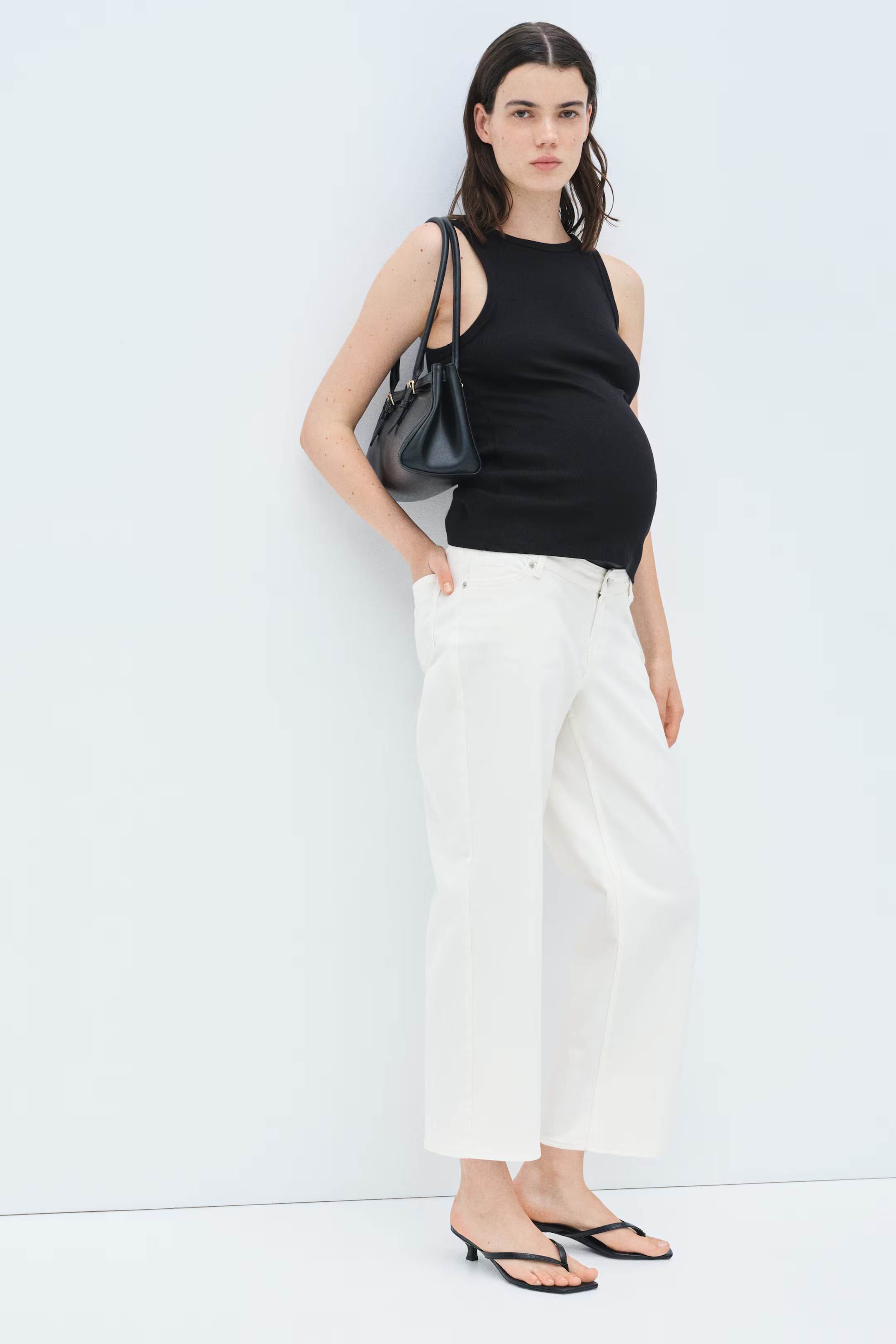 MAMA Before & After Straight Low Ankle Jeans - White - Ladies | H&M US | H&M (US + CA)