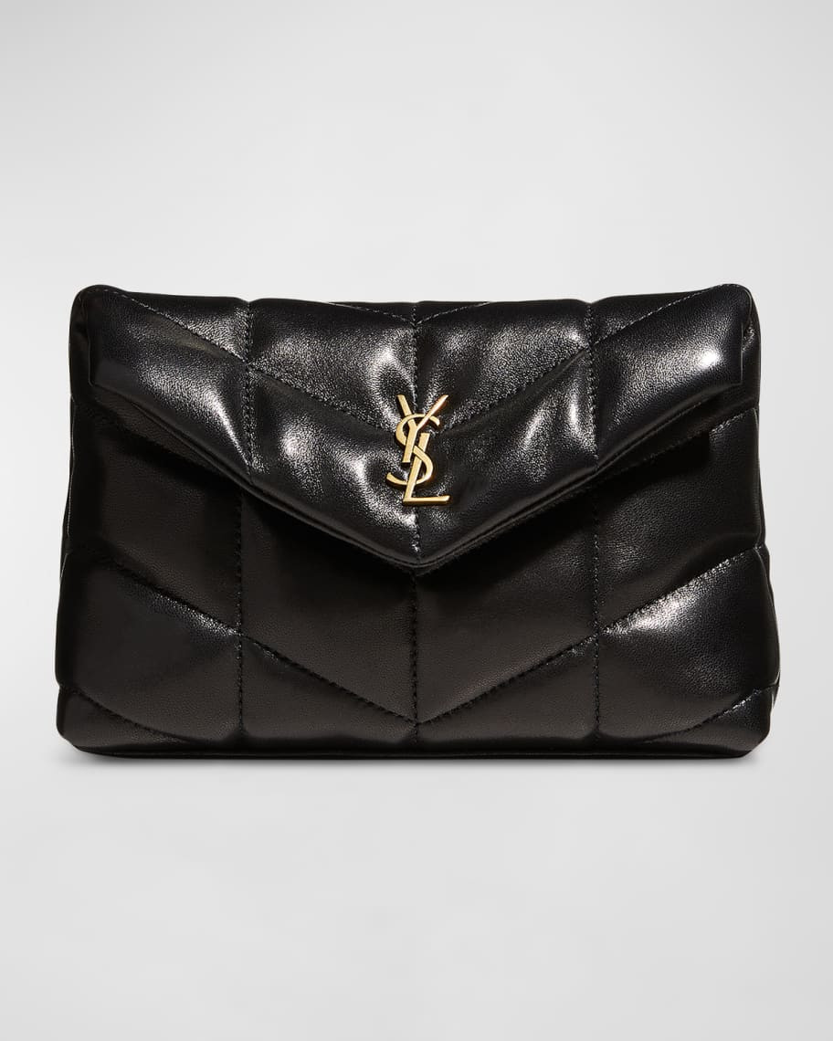 Saint Laurent Puffer Small YSL Quilted Pouch Clutch Bag | Neiman Marcus