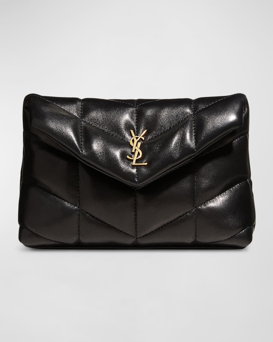 Saint Laurent Puffer Small YSL Quilted Pouch Clutch Bag | Neiman Marcus