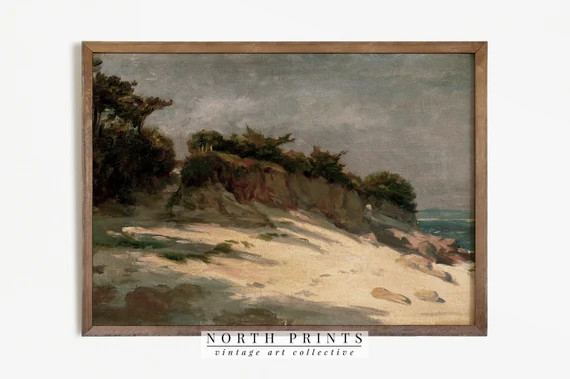 Coastal Farmhouse Landscape Painting | Vintage Art PRINTABLE #492 | Etsy (US)