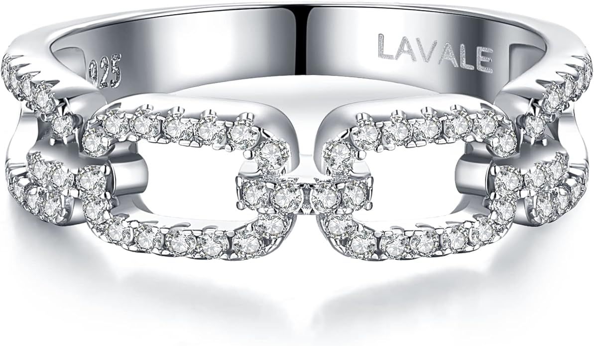 LAVALE Moissanite Wedding Band for Women,Twist Link D Color VVS1 Lab Created Diamond Rings,Half E... | Amazon (US)