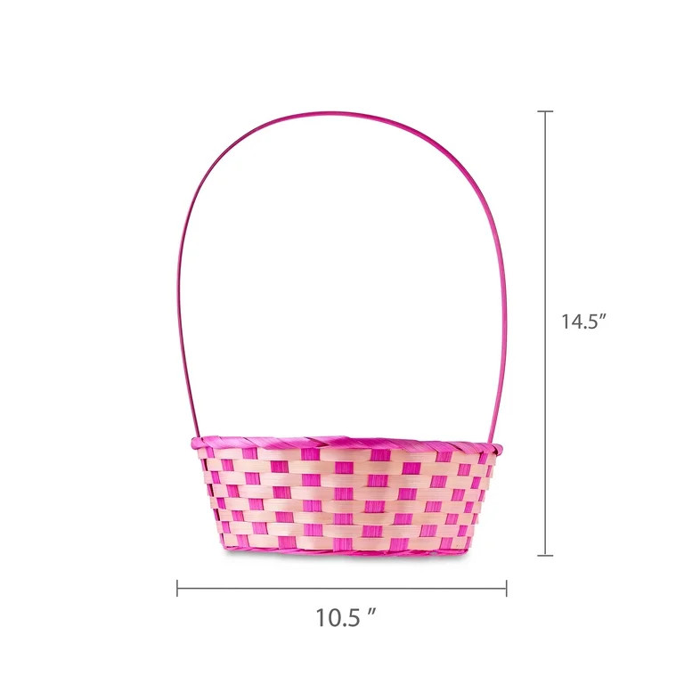 Easter Pink Large Round Bamboo Basket, 10.5 in x 14.5 in, by Way To Celebrate | Walmart (US)