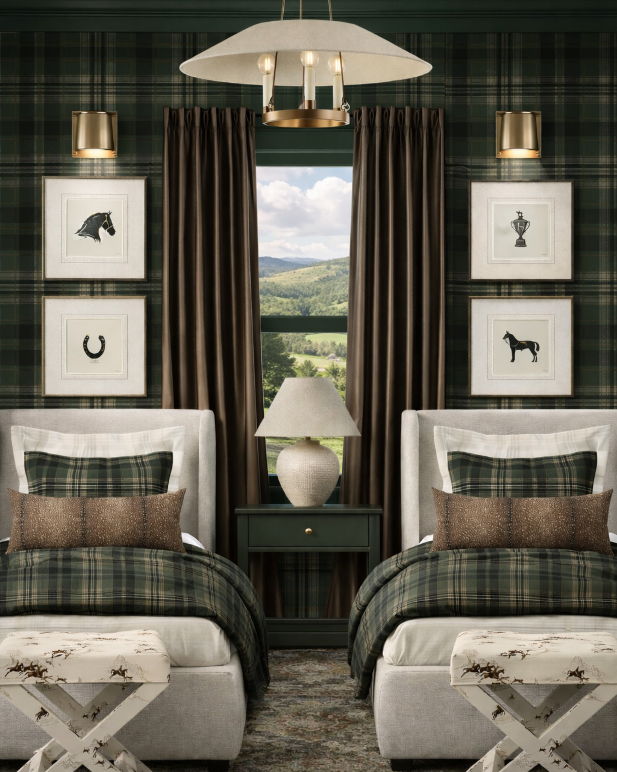 This is a kids’ room—but it doesn’t feel overly juvenile, and that’s exactly the point.

The layered plaid, tailored upholstery, and subtle equestrian details give it a sense of permanence—like it can grow with them instead of being outgrown in a year. It feels thoughtful, elevated, and just a little bit unexpected.

And that deep green wrapping the walls, trim, and ceiling? It grounds everything and makes the whole space feel intentional, not themed.

This is how you design a kids’ room that still feels like a beautifully designed home. 

 

#LTKHome