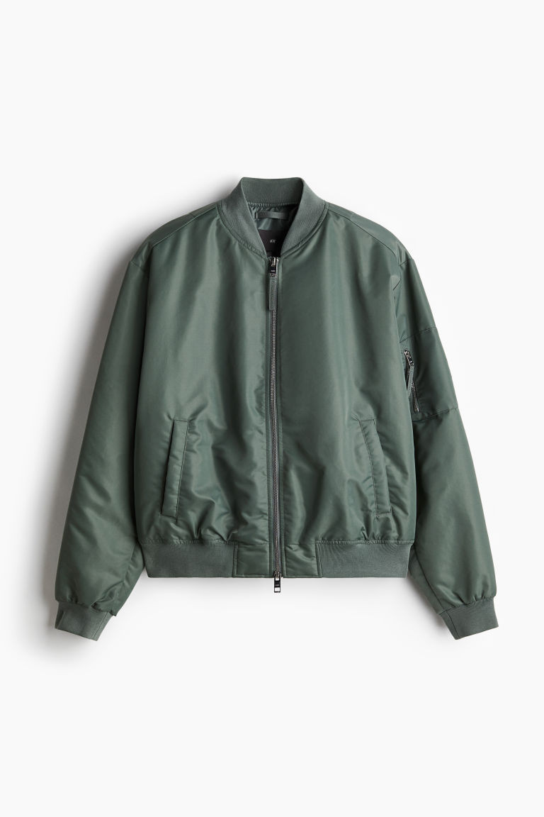 H & M - Loose Fit Bomber Jacket - Green | H&M (US + CA)