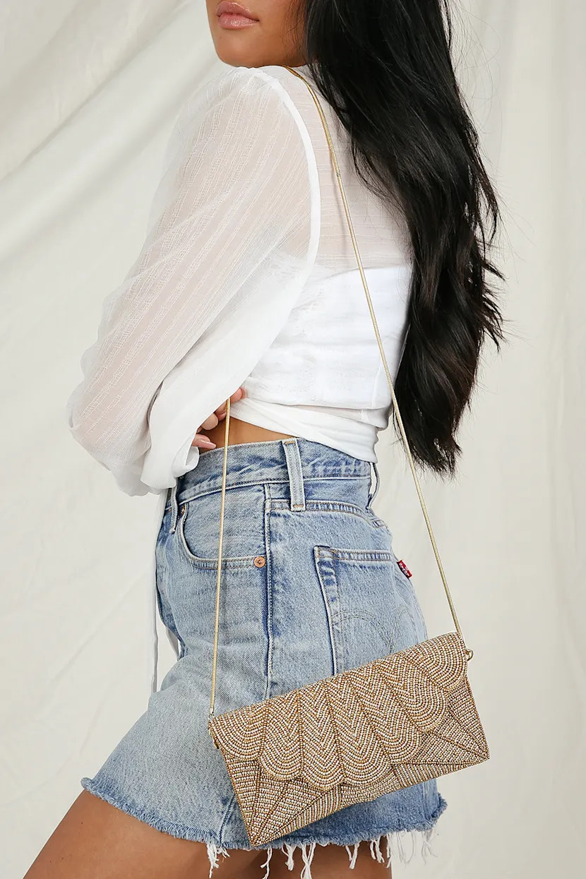 Junipero Gold Beaded Clutch | Lulus (US)