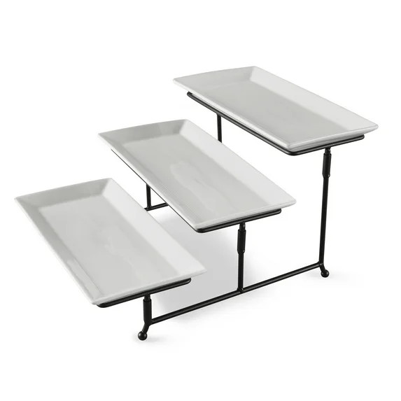 Better Homes & Gardens White Porcelain 3 Tiered Serve Set | Walmart (US)