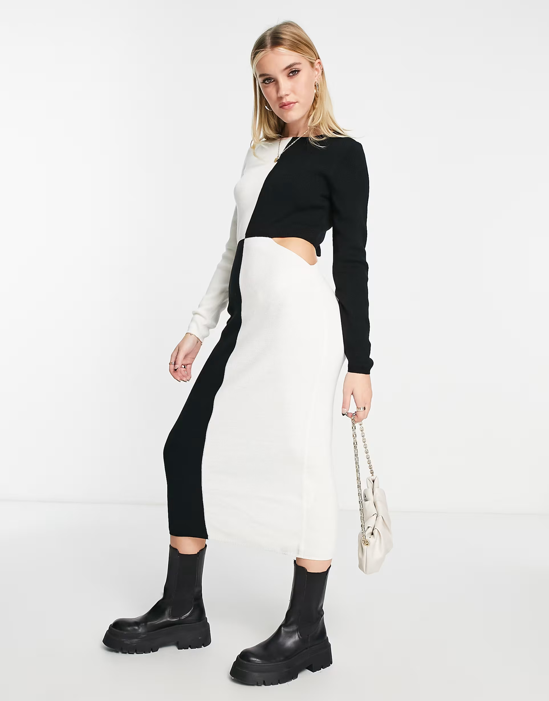 ASOS DESIGN knit maxi dress in color block | ASOS (Global)