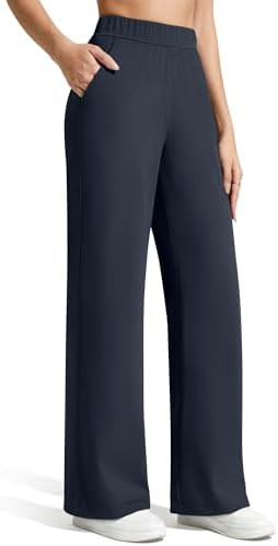 G4Free ShiftReady Women's Casual Pants with Pockets Wide Leg Elastic Waist Pants Stretch | Amazon (US)