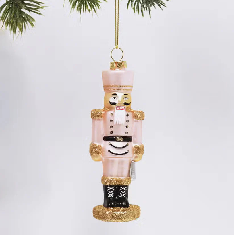 Pink Nutcracker Glass Ornament | Sorelle Gifts