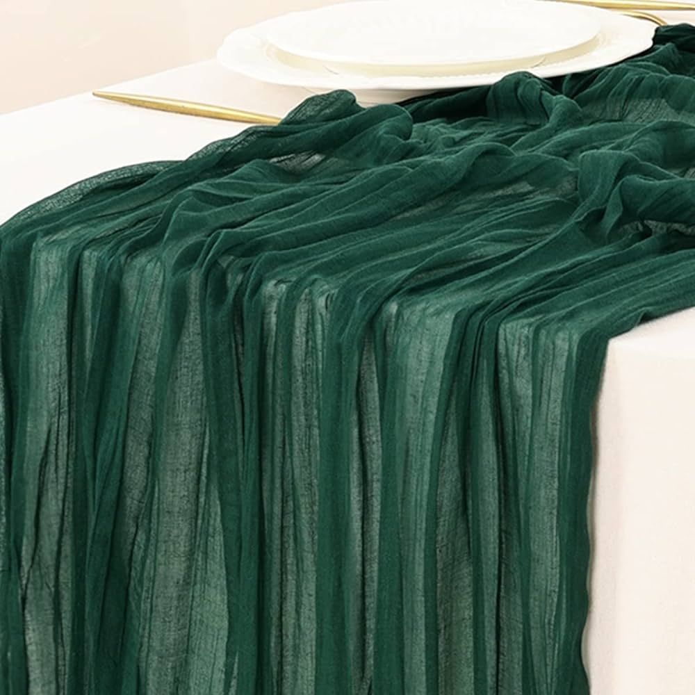 Socomi Cheesecloth Table Runner 14ft Gauze Boho Rustic Emerald Green Cheese Cloth Table Runner fo... | Amazon (US)