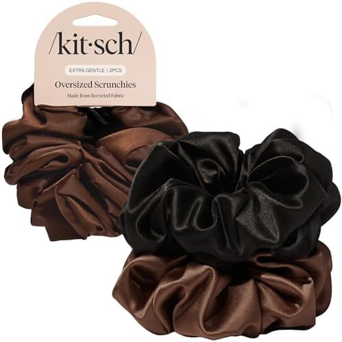Kitsch Recycled Satin Oversized Scrunchies – Large Hair Scrunchies for Women, Eco-Friendly Hair... | Amazon (US)