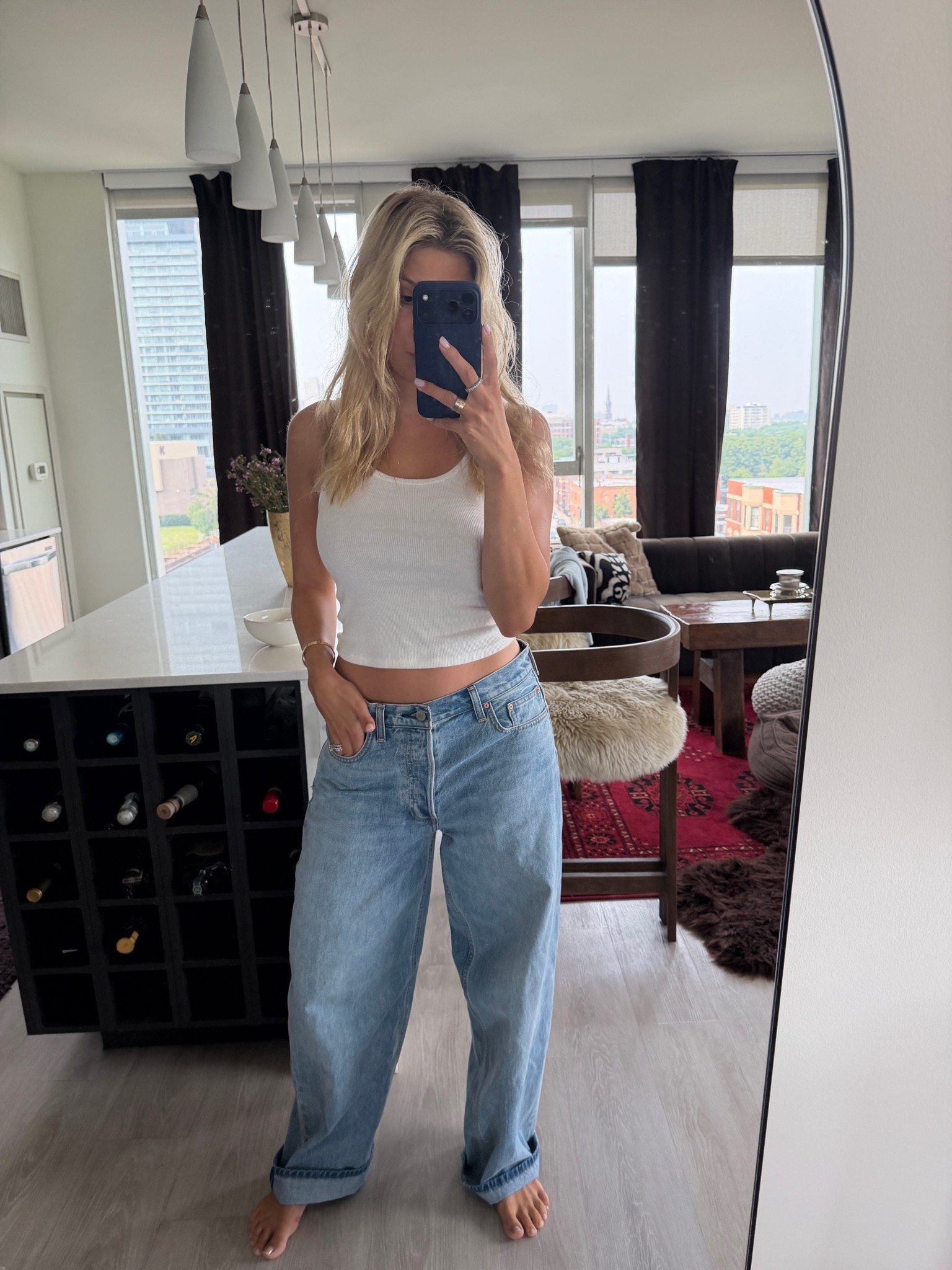 I found the BEST baggy denim look for a good price!! Size up! I’m wearing a size 26 for reference. You’re welcome