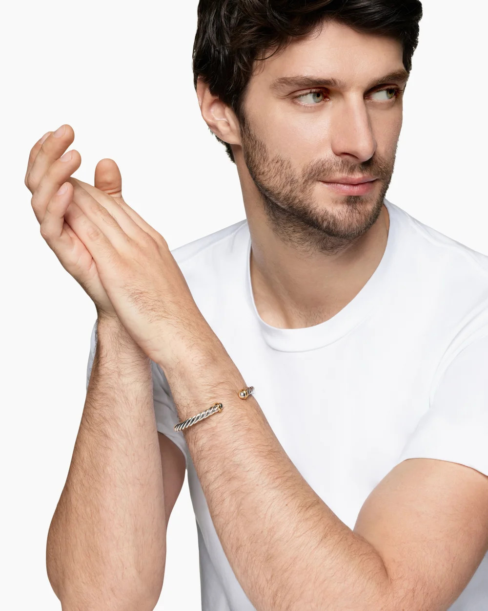 David Yurman | Cable Cuff Bracelet in Sterling Silver with 14K Yellow Gold, 6mm | David Yurman