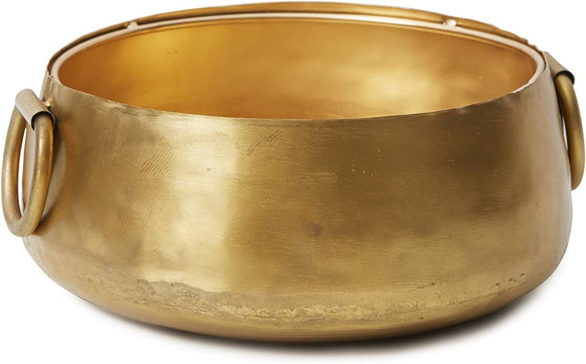 Serene Spaces Living Decorative Gold Iron Handi Bowl with Handle: Large Centerpiece in Traditiona... | Amazon (US)