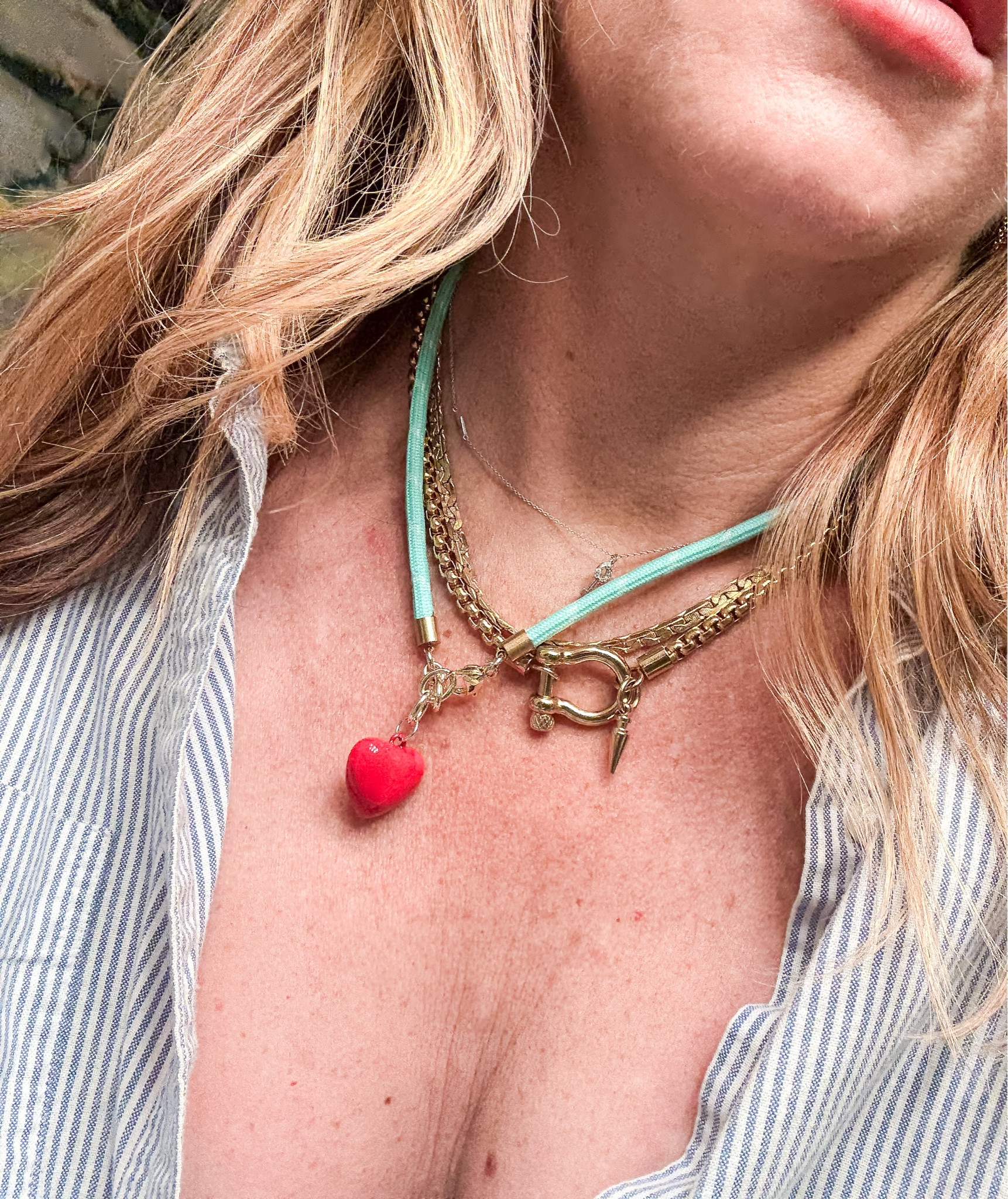 Cord necklace with heart charm | necklace layers | cord necklace | #jewelry #necklacelayers | jewelry style tip 

#LTKFindsUnder50 #LTKOver40 #LTKStyleTip