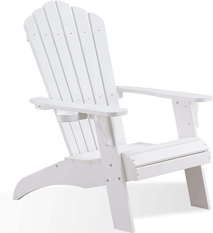 Psilvam Adirondack Chair, Oversized Poly Lumber Fire Pit Chair with Cup Holder, 350Lbs Support Pa... | Amazon (US)