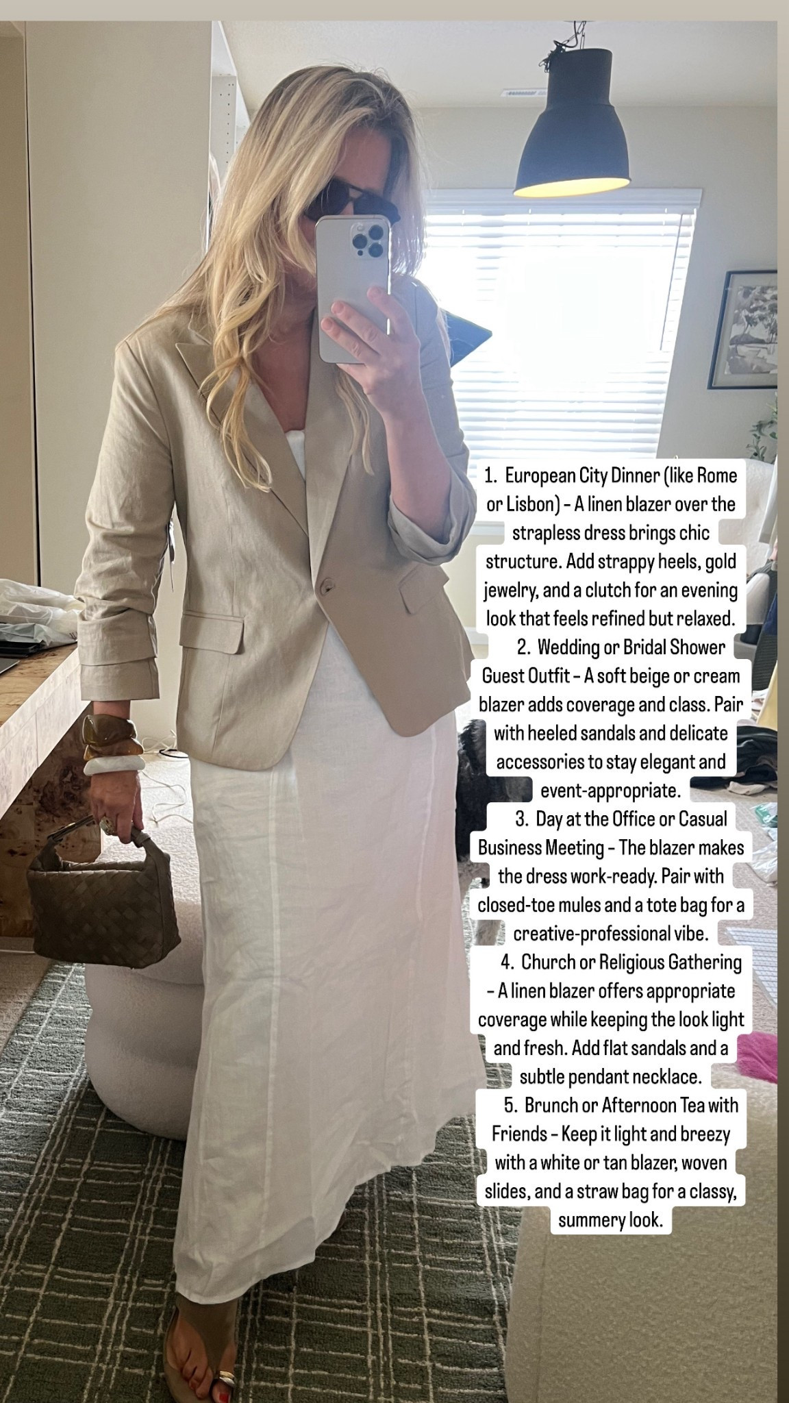  ✨Tap the bell and ❤️ for over 40 fashion, midlife style, midsize fashion and luxury looks for less. 


⬇️Sizing information:
Large blazer 
Medium dress 
1.	European City Dinner (like Rome or Lisbon) – A linen blazer over the strapless dress brings chic structure. Add strappy heels, gold jewelry, and a clutch for an evening look that feels refined but relaxed.
	2.	Wedding or Bridal Shower Guest Outfit – A soft beige or cream blazer adds coverage and class. Pair with heeled sandals and delicate accessories to stay elegant and event-appropriate.
	3.	Day at the Office or Casual Business Meeting – The blazer makes the dress work-ready. Pair with closed-toe mules and a tote bag for a creative-professional vibe.
	4.	Church or Religious Gathering – A linen blazer offers appropriate coverage while keeping the look light and fresh. Add flat sandals and a subtle pendant necklace.
	5.	Brunch or Afternoon Tea with Friends – Keep it light and breezy with a white or tan blazer, woven slides, and a straw bag for a classy, summery look.

👑"Helping you look good, feel good!" - Lindsey Denver

Follow my LTK @Over40andmidlife on the @shop.LTK app to view this post and get my exclusive app-only content!

#liketkit #LTKMidsize #LTKWedding #LTKOver40
@shop.ltk
https://liketk.it/5cWhs