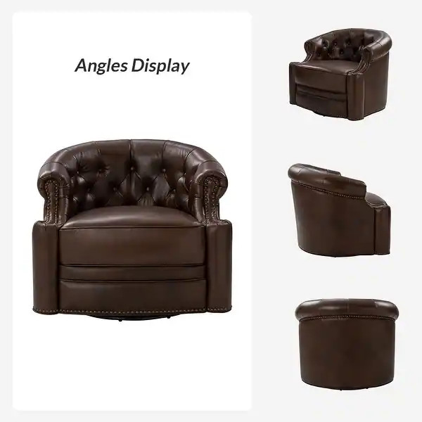Felipe Modern Genuine Leather Swivel Chair With Tufted Back Set of 2 By HULALA HOME - Bed Bath & ... | Bed Bath & Beyond