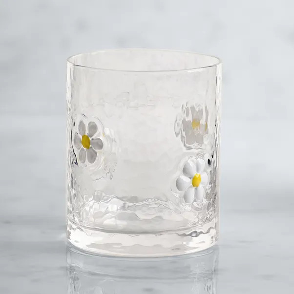 White Daisy Pressed Tumbler | Dunelm