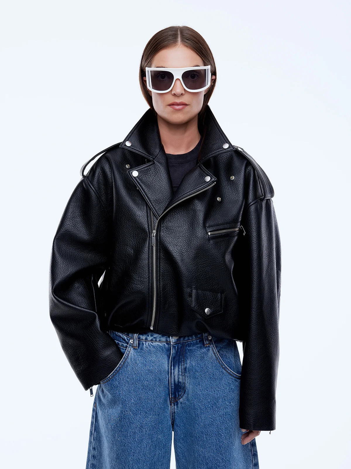 FAUX LEATHER BIKER JACKET | Ena Pelly
