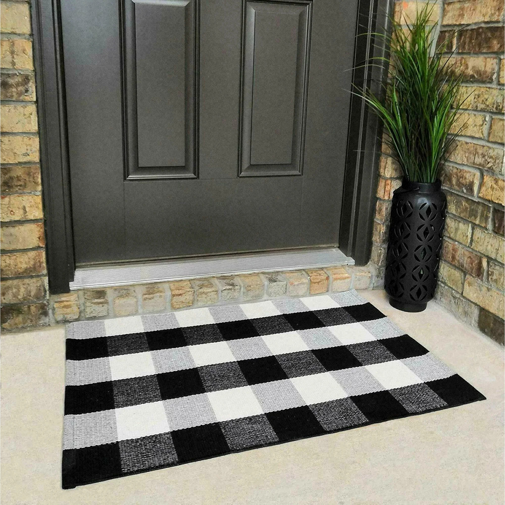 Cotton Buffalo Plaid Rugs Black and White Checkered Rug Welcome Door Mat (17.7"x27.5") Rug for Ki... | Walmart (US)